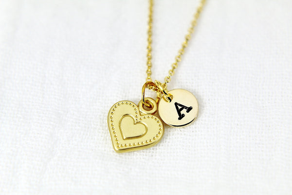 Gold Heart Necklace, Love Heart Charm, Love Charm, Romantic Gift, Girlfriend Gift, Personalized Gift, Christmas Gift, New Year Gift, N338