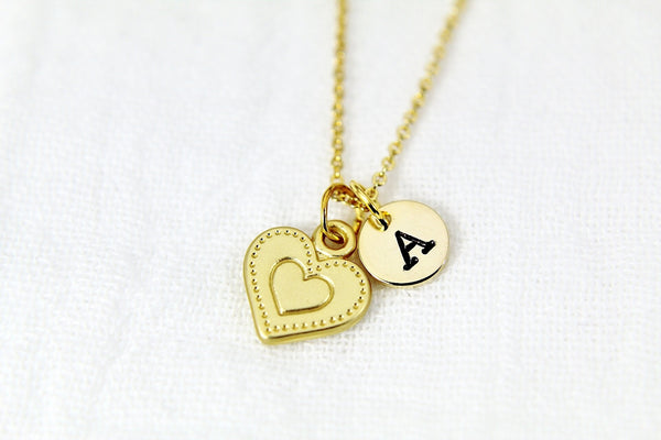 Gold Heart Necklace, Love Heart Charm, Love Charm, Romantic Gift, Girlfriend Gift, Personalized Gift, Christmas Gift, New Year Gift, N338