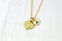 Gold Heart Necklace, Love Heart Charm, Love Charm, Romantic Gift, Girlfriend Gift, Personalized Gift, Christmas Gift, New Year Gift, N338