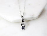 Music Necklace, Platinum Music Note Charm, Music Melody Charm, Dainty Necklace, Best Friend Gift, Girlfriend Gift, Sister Gift, S018