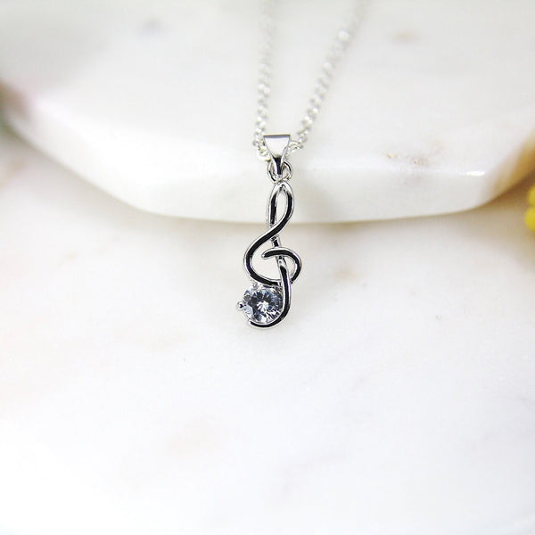 Music Necklace, Platinum Music Note Charm, Music Melody Charm, Dainty Necklace, Best Friend Gift, Girlfriend Gift, Sister Gift, S018