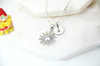 Silver Gold or Rose Gold Daisy Flower Charm Necklace Gift Ideas Personalized Customized Made to Order Jewelry, N5470