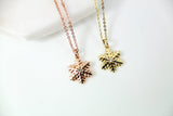Gold Snowflake Necklace, Gold Rose Gold Snowflake Charm, CZ Diamond Jewelry, Dainty Necklace, Christmas Gift, G185