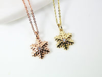 Gold Snowflake Necklace, Gold Rose Gold Snowflake Charm, CZ Diamond Jewelry, Dainty Necklace, Christmas Gift, G185