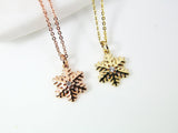 Gold Snowflake Necklace, Gold Rose Gold Snowflake Charm, CZ Diamond Jewelry, Dainty Necklace, Christmas Gift, G185