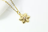 Gold Snowflake Necklace, Gold Snowflake Charm, CZ Diamond Jewelry, Dainty Necklace, Christmas Gift, G186