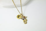 Gold Seahorse Necklace, Cute Seahorse Charm, CZ Diamond Jewelry, Dainty Necklace, Personalized Gift, G192