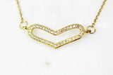 Gold Heart Necklace, Cubic Zirconia Diamond Heart Pendant, CZ Diamond Jewelry, Dainty Delicate Necklace, G187