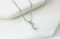 Silver Moon Necklace, Crescent Moon Charm, Half Moon Jewelry, CZ Diamond Jewelry, Dainty Necklace, Personalized Gift, S028