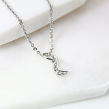 Silver Moon Necklace, Crescent Moon Charm, Half Moon Jewelry, CZ Diamond Jewelry, Dainty Necklace, Personalized Gift, S028