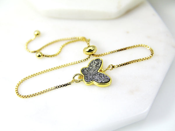 Gold Butterfly Bracelet, Butterfly Jewelry, Dainty Delicate Bracelet, G198