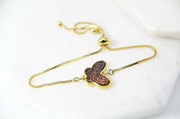 Gold Butterfly Bracelet, Butterfly Pendant, Insect Jewelry, Bridesmaid Gift, Dainty Delicate Bracelet, G205