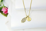 Gold Hamsa Necklace, Fatima Hand Charm, CZ Diamond Jewelry, Mothers Day Gift, Dainty Necklace, Delicate, Minimal, Personalized Gift, G008