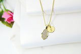 Gold Hamsa Necklace, Fatima Hand Charm, CZ Diamond Jewelry, Mothers Day Gift, Dainty Necklace, Delicate, Minimal, Personalized Gift, G008