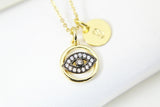 Evil Eye Necklace, Gold Evil Eye Charm, Black Evil Eye Charm, Mothers Day Gift, Dainty Necklace, Delicate, Minimal, Personalized Gift, G010
