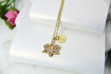 Lotus Necklace, Gold Lotus Charm, CZ Diamond Jewelry, Mothers Day Gift, Dainty Necklace, Delicate, Minimal, Personalized Gift, G013