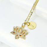 Lotus Necklace, Gold Lotus Charm, CZ Diamond Jewelry, Mothers Day Gift, Dainty Necklace, Delicate, Minimal, Personalized Gift, G013