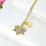 Lotus Necklace, Gold Lotus Charm, CZ Diamond Jewelry, Mothers Day Gift, Dainty Necklace, Delicate, Minimal, Personalized Gift, G013