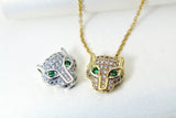 Leopard Necklace, Gold or Silver Green Eye Leopard, CZ Diamond Gift, Sister Gift, Dainty Necklace, Delicate Minimal, Personalized Gift, G021