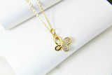 Butterfly Necklace, Gold Butterfly Necklace, CZ Diamond Gift, Sister Gift, Dainty Necklace, Delicate Minimal, Personalized Gift, G024