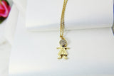 Girl Necklace, Gold Girl Charm, CZ Diamond Jewelry, Sister Gift, Dainty Necklace, Delicate Minimal, Girl Gift, Mom Gift, G032