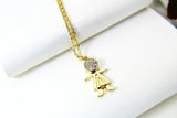 Girl Necklace, Gold Girl Charm, CZ Diamond Jewelry, Sister Gift, Dainty Necklace, Delicate Minimal, Girl Gift, Mom Gift, G032