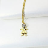 Girl Necklace, Gold Girl Charm, CZ Diamond Jewelry, Sister Gift, Dainty Necklace, Delicate Minimal, Girl Gift, Mom Gift, G032