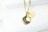 Moon Necklace, Gold Crescent Moon Charm, CZ Diamond Jewelry, Dainty Necklace, Delicate Minimal Necklace, Personalized Gift, G037