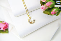 Moon Star Necklace, Gold Crescent Moon Star Necklace, Celestial Jewelry, Dainty Necklace, Delicate, Best Friend Gift, Sister Gift, G057