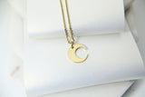 Crescent Necklace, Gold Moon Necklace, Celestial Jewelry, Dainty Necklace, Delicate, Mothers Day Gift, Best Friend Gift, Sister Gift, G075