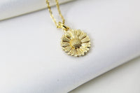 Sunflower Necklace, Gold Sunflower Charm Necklace, Dainty Necklace, Delicate, Daughter Mothers Gift, Sister Gift, Best Friend Gift, G091