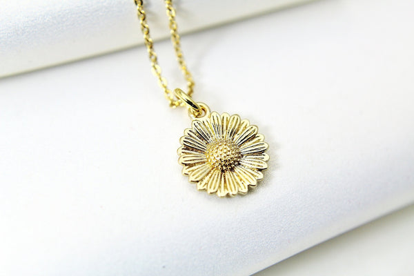 Sunflower Necklace, Gold Sunflower Charm Necklace, Dainty Necklace, Delicate, Daughter Mothers Gift, Sister Gift, Best Friend Gift, G091