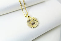 Sunflower Necklace, Gold Sunflower Charm Necklace, Dainty Necklace, Delicate, Daughter Mothers Gift, Sister Gift, Best Friend Gift, G091