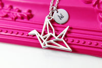 Crane Necklace, Paper Crane Charm, Bird Necklace, Bird Charm, Japanese Crane, Personalized Gift, Best Friend Gift, Coworker Gift, N1119