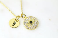 Gold Evil Eye Necklace, Gold Evil Eye Jewelry, CZ Diamond Jewelry, Dainty Necklace, Personalized Gift, G243
