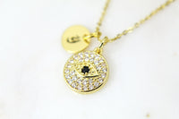 Gold Evil Eye Necklace, Gold Evil Eye Jewelry, CZ Diamond Jewelry, Dainty Necklace, Personalized Gift, G243