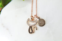Rose Gold Cat Charm Necklace, Cat Necklace, Cat Charm, Animal Charm, Pet Gift, CZ Diamond Jewelry, Dainty Necklace, Personalized Gift, RG063