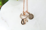 Rose Gold Cat Charm Necklace, Cat Necklace, Cat Charm, Animal Charm, Pet Gift, CZ Diamond Jewelry, Dainty Necklace, Personalized Gift, RG063
