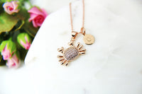 Rose Gold Crab Charm Necklace, Crab Necklace, Beach Ocean Charm, CZ Diamond Jewelry, Dainty Necklace, Personalized Gift, RG064