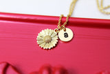 Sunflower Necklace, Gold Sunflower Charm, Flower Jewelry, Dainty Necklace, Personalized Girlfriend Gift, Sister Gift, Best friends, G139