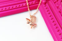 Rose Gold Eagle Necklace, Hawk Charm, Bird Charm, Animal Charm, Patriotic Gift, GN348
