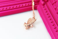 Rose Gold Eagle Necklace, Hawk Charm, Bird Charm, Animal Charm, Patriotic Gift, GN348