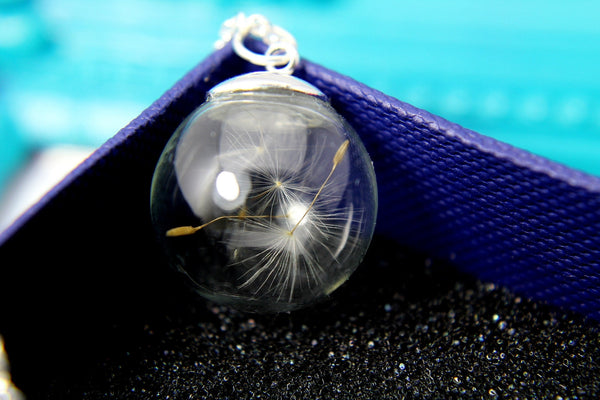 Best Christmas Gift, Silver Real Dandelion Necklace, Dandelion Charm, Wish Dandelion Charm, Birthday Gifts, ST07