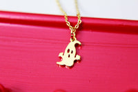 Cute Ghost Necklace, TINY Gold Ghost Necklace, Dainty Necklace, Delicate Jewelry, Daughter Mothers Gift, Sister Gift, Best Friend Gift, G084