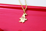 Cute Ghost Necklace, TINY Gold Ghost Necklace, Dainty Necklace, Delicate Jewelry, Daughter Mothers Gift, Sister Gift, Best Friend Gift, G084