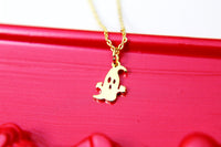 Cute Ghost Necklace, TINY Gold Ghost Necklace, Dainty Necklace, Delicate Jewelry, Daughter Mothers Gift, Sister Gift, Best Friend Gift, G084