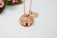 Rose Gold Elephant Charm Necklace, Luck Gift, Personalized Customized Monogram Initial Necklace, N2731