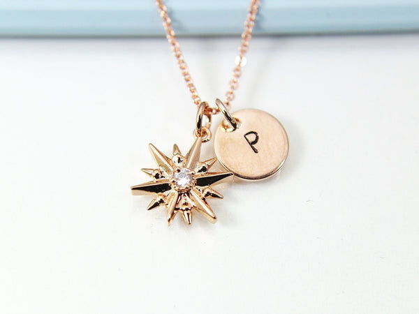Rose Gold Star Necklace, Star Charm, Snowflake Charm Necklace, Dainty Necklace, Delicate Jewelry, Minimal Necklace, Personalized Gift, RG077