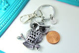 Owl Keychain, Silver Owl  Keyring, Owl Charm, Bird Charm, Animal Charm, Personalized Gift, N1281