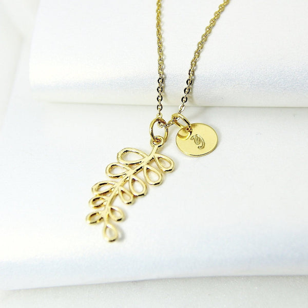 Leaf Necklace, Gold Leaf Necklace, Branch Charm, Dainty Necklace, Personalized Gift, Best Friend Gift, Girlfriend Gift, Sister Gift, G152